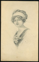Lovely Victorian Lady with Rose 1918 Postcard