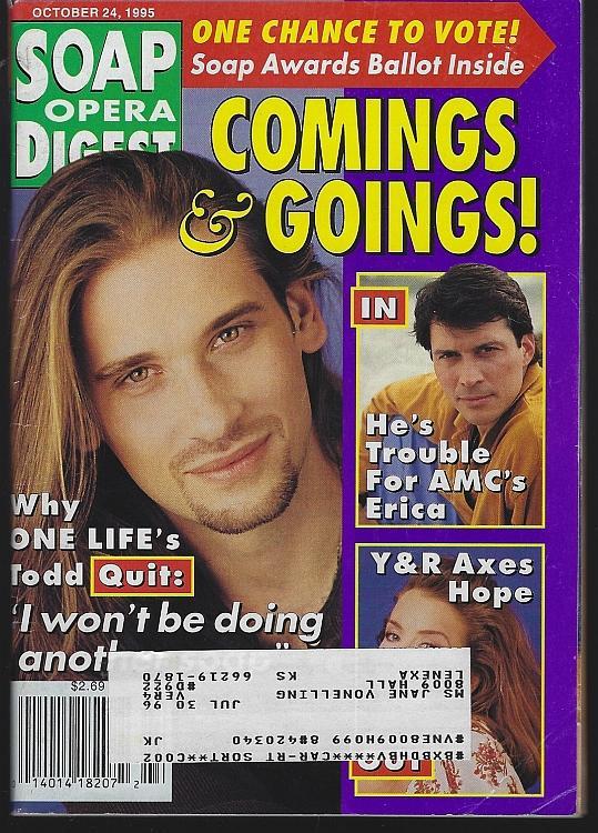 Soap Opera Digest October 24, 1995 Roger Howarth One Life to Live on the Cover