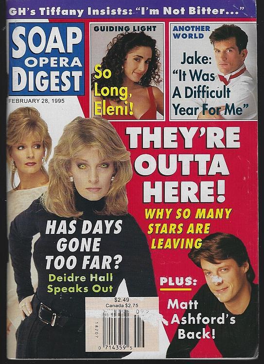Soap Opera Digest Magazine February 28, 1995 They 're Outta Here on the Cover