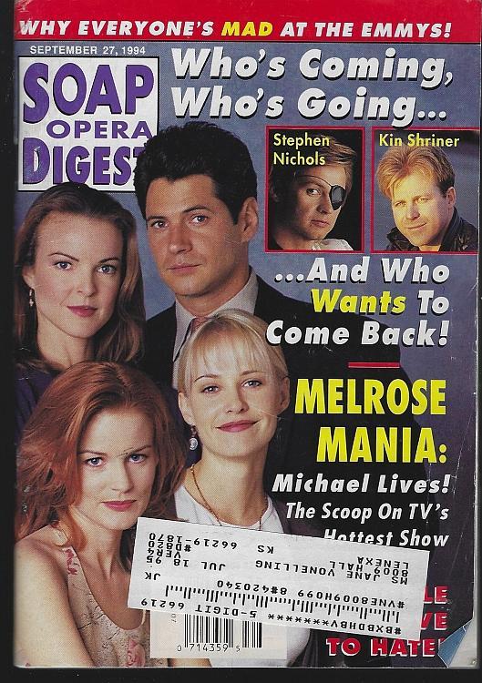 Soap Opera Digest Magazine September 27, 1994 Melrose Mania on the Cover