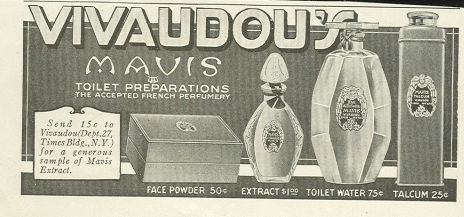 Vivaudou's Mavis Toliet Preparations 1917 Magazine Advertisement