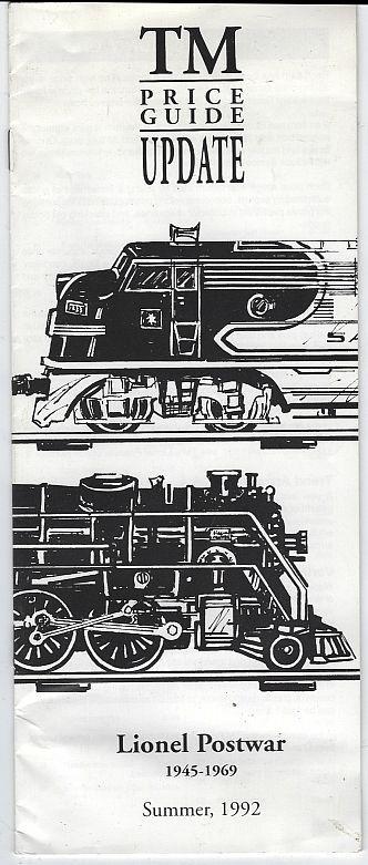Lionel Postwar 1945-1969 Summer 1992 Tm Price Update by Tom McComas