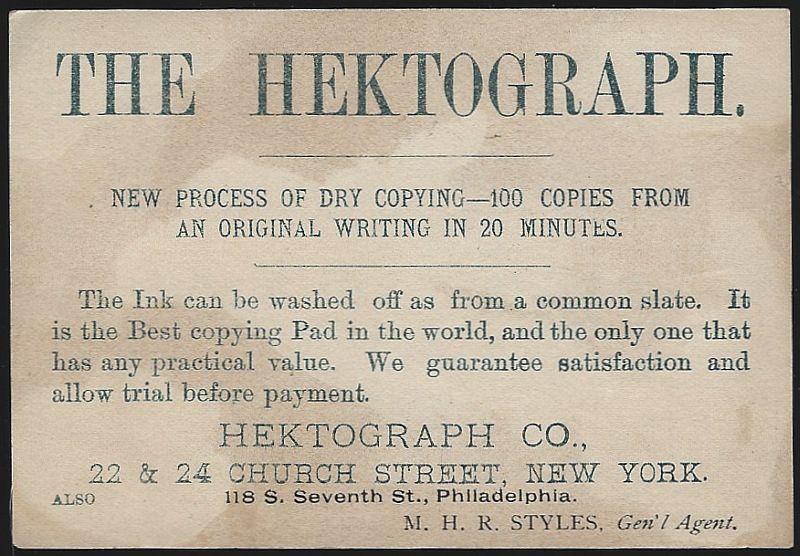 Victorian Trade Card for Hektograph Dry Copying with Acrobat Writing with Toes