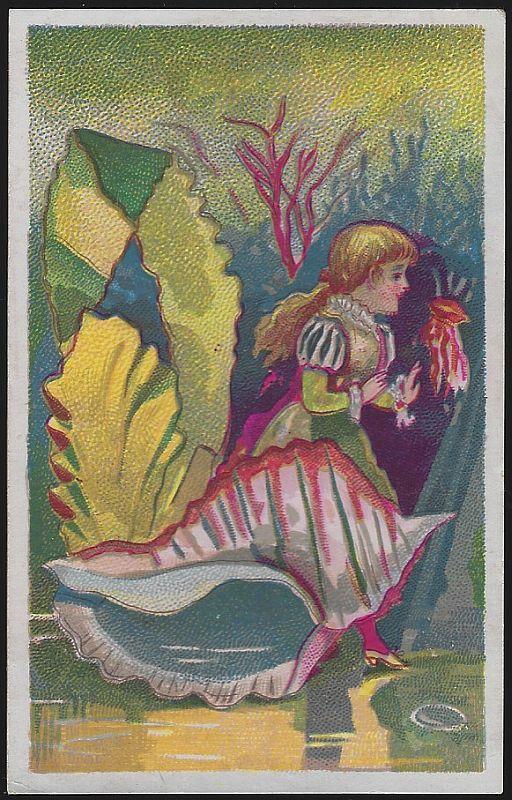 Victorian Trade Card for Bluine with Girl and Sea Shells