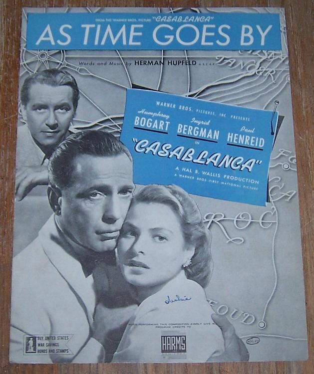 As Time Goes By From Casablanca Starring Humphrey Bogart 1939 Sheet Music