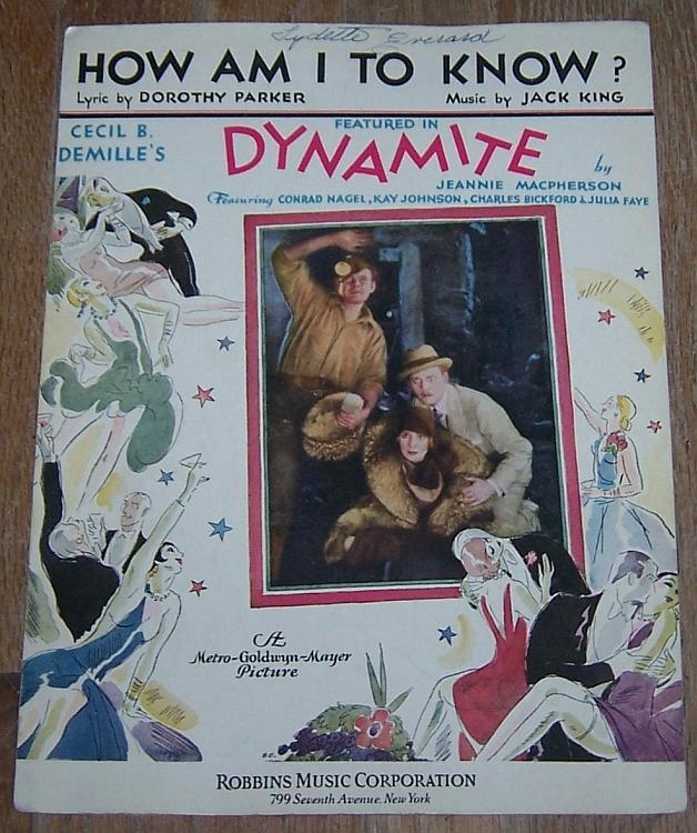 How Am I To Know From Dynamite starring Conrad Nagel 1929 Movie Sheet Music