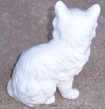 Vintage China Gray Fluffy Sitting Cat Figurine