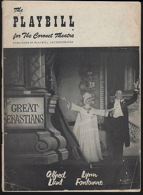 Playbill Great Sebastians Coronet March 26 1956 Alfred Lunt/Lynn Fontanne