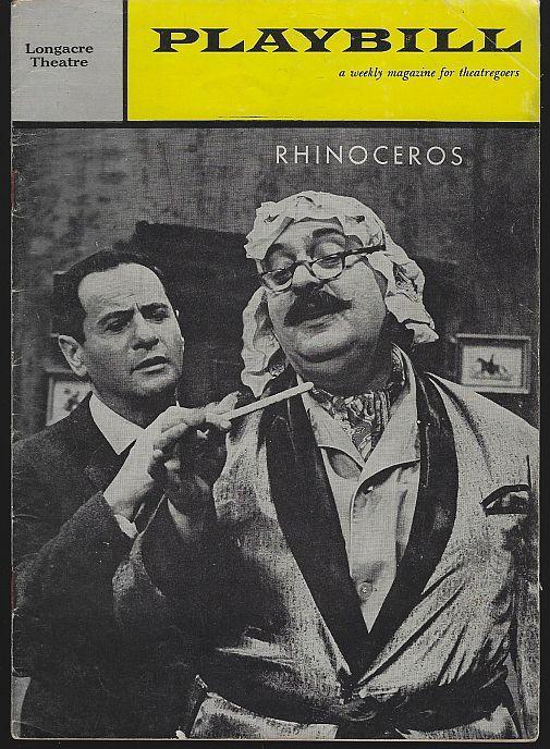 Rhinoceros, Longacre Theatre, May 22, 1961 Starring Eli Wallach and Zero Mostel