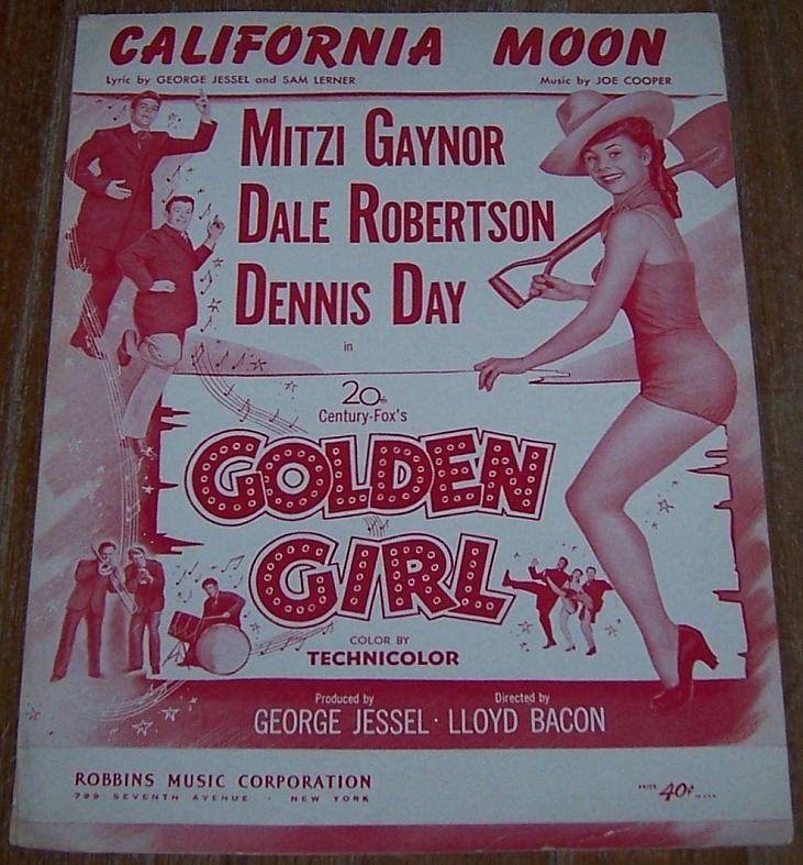 California Moon From Golden Girl Starring Mitzi Gaynor 1951 Sheet Music