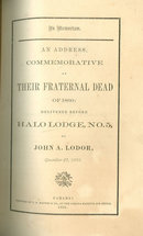 In Memoriam Address Commemorative of Their Dead 1860