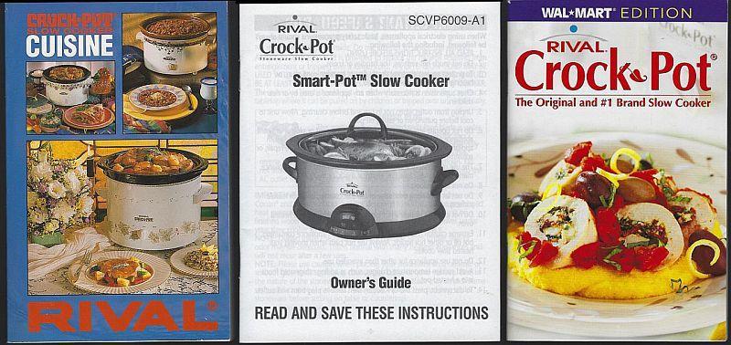 Lot of Three Rival Crock Pot Slow Cooker Recipes and Instruction Booklets