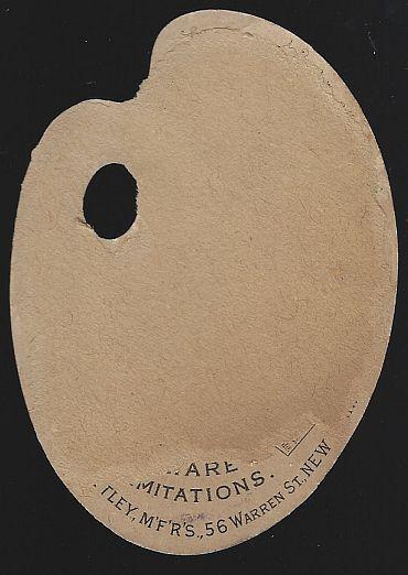 Victorian Artist Palette Die Cut Button's Shoe Dressing Trade Card w/ Landscape