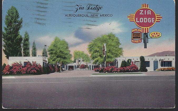 Vintage Postcard of Zia Lodge, Albuquerque, New Mexico D. Ewing Wilcox 1953