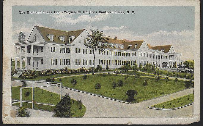 Vintage Postcard of Highland Pines Inn, Southern Pines, North Carolina 1921