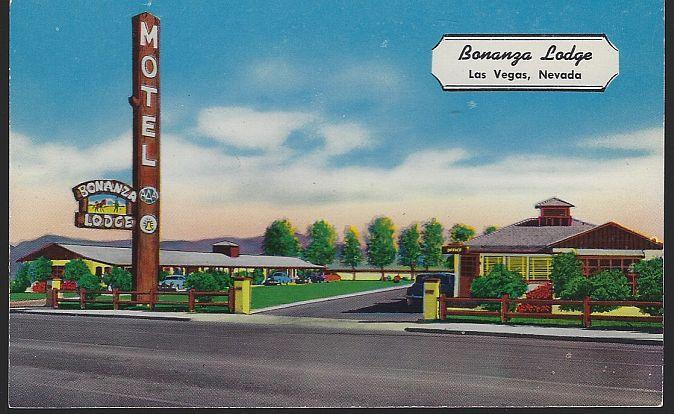 Vintage Unused Postcard of Bonanza Lodge, 1808 Fremont St, Las Vegas, Nevada AAA