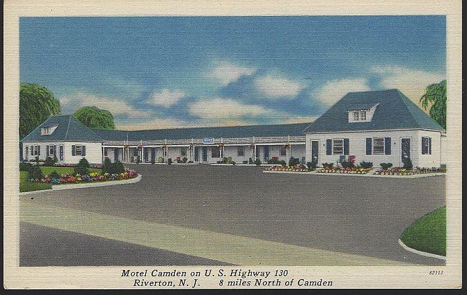 Vintage Postcard of Motel Camden, Highway 130, Riverton, New Jersey AAA 1956