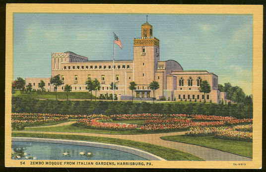 Postcard of Zembro Mosque, Harrisburg, Pennsylvania