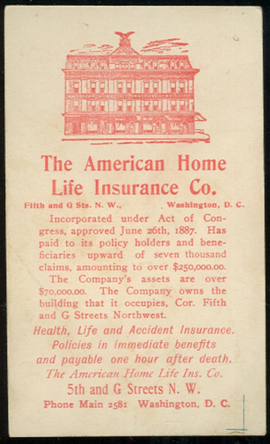 American Home Life Insurance Victorian Trade Card