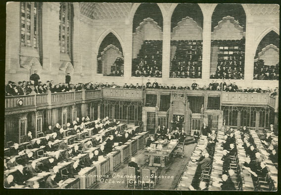 Postcard of Commons Chamber in Session, Ottawa, Ontario, Canada