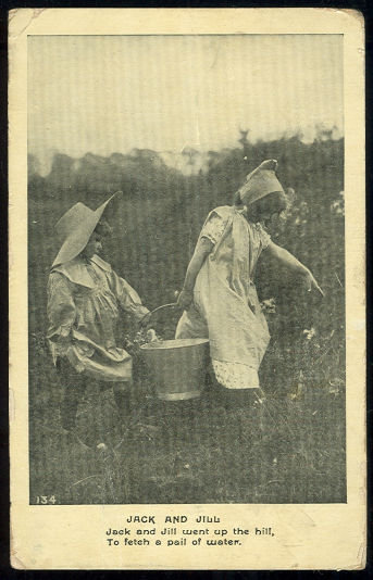 Postcard of Little Girl and Little Boy as Jack and Jill