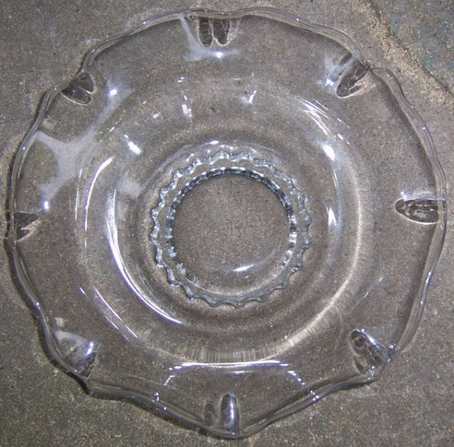 Vintage Clear Glass Center Bowl with Ruffled Edge