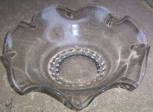 Vintage Clear Glass Center Bowl with Ruffled Edge