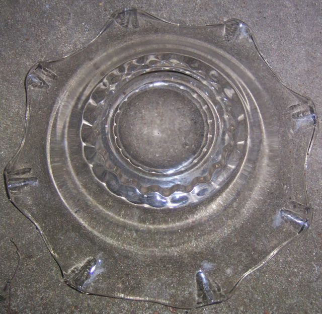 Vintage Clear Glass Center Bowl with Ruffled Edge
