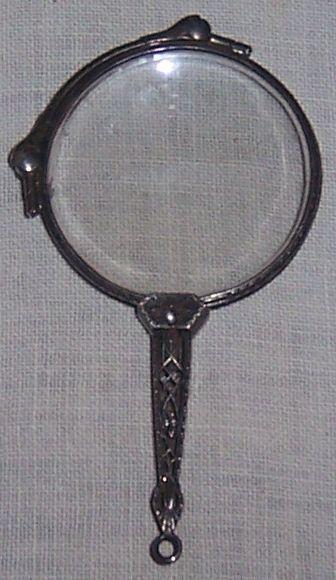 Antique Ladies Folding Opera Glasses with Silver Filagree Frame and Handle