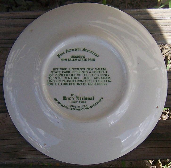 Vintage Blue and White Souvenir Plate From Lincoln New Salem State Park Illinois
