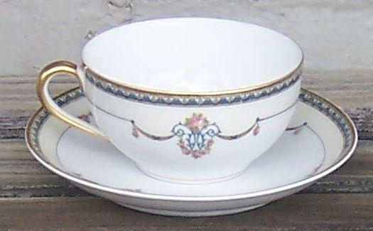 Vintage Noritake China Laureate Cup and Saucer with Garland Swags and Gold Trim