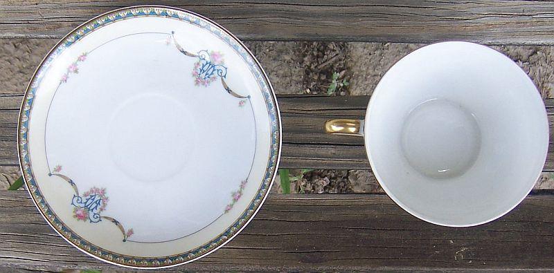 Vintage Noritake China Laureate Cup and Saucer with Garland Swags and Gold Trim