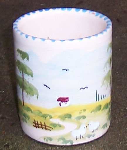 Texas Pottery Coffee Mug Handpainted Pastoral Scene