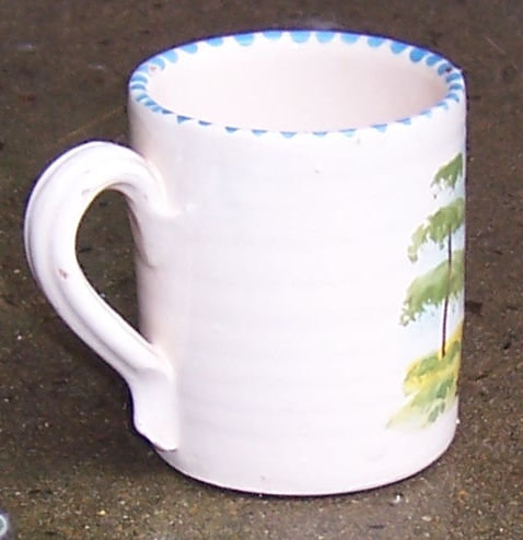 Texas Pottery Coffee Mug Handpainted Pastoral Scene