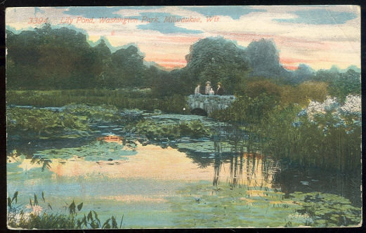 Postcard of Lily Pond, Washington Park, Milwaukee, Wisconsin