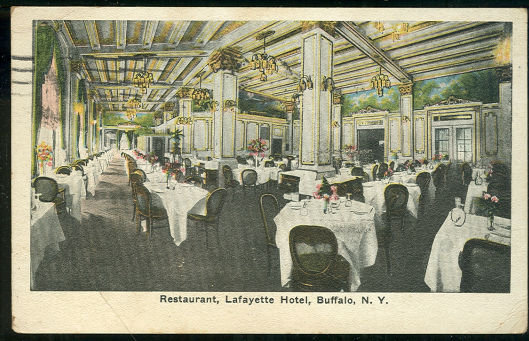 Restaurant La Fayette Hotel, Buffalo, New York 1919 Postcard