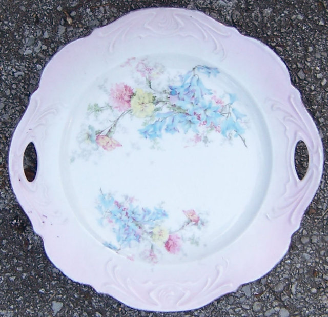 Vintage Pretty Floral China Plate with Two Handles