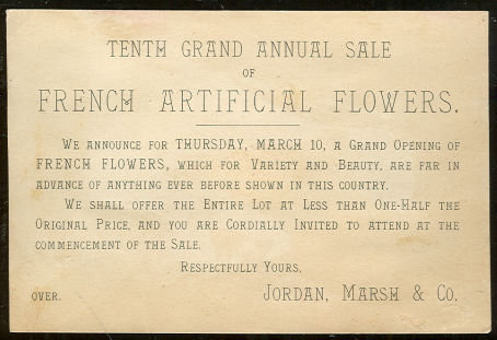 French Artificial Flowers Victorian Trade Card