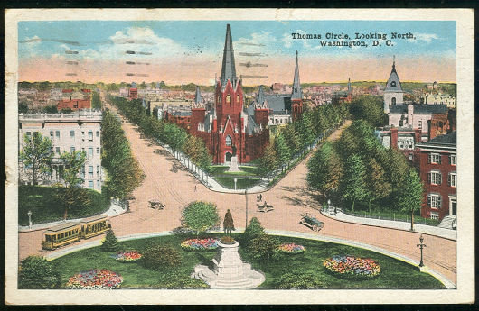 Postcard of Thomas Circle Looking North Washington D.C.