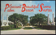 Postcard of Entrance to Palm Beach Shores, Florida