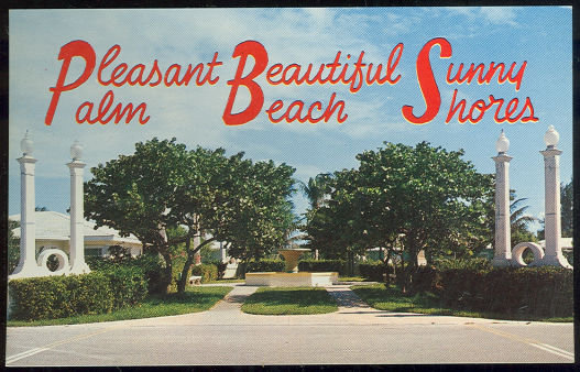 Postcard of Entrance to Palm Beach Shores, Florida