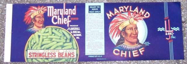 Vintage Maryland Chief Green Stringless Beans Can Label