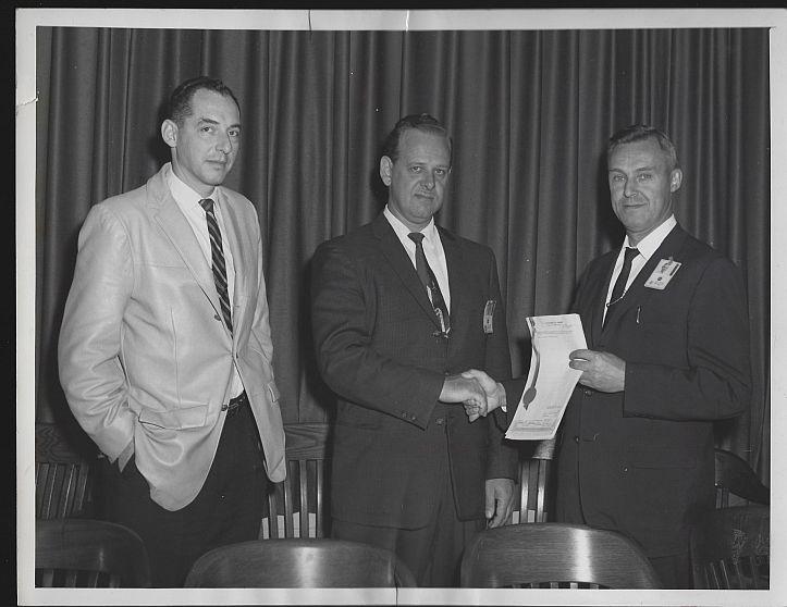 Original Photograph of Presentation with Three Men, Marshall Space Flight Center