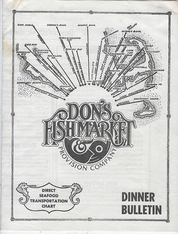 Vintage Dinner Menu from Don's Fishmarket and Provision Co., Chicago, Illinois
