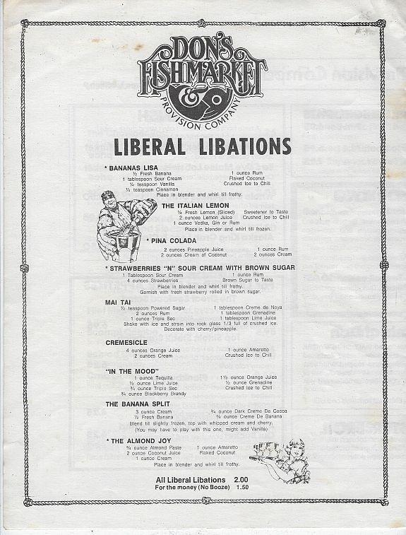 Vintage Dinner Menu from Don's Fishmarket and Provision Co., Chicago, Illinois