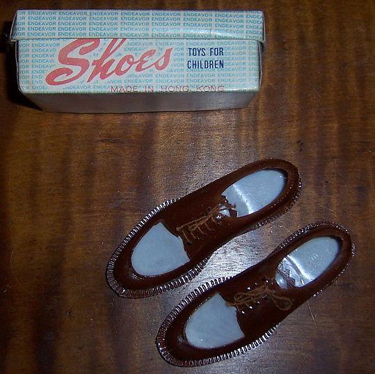 Endeavor Plastic Brown and White Men's Dress Shoes Toys For Children in Box