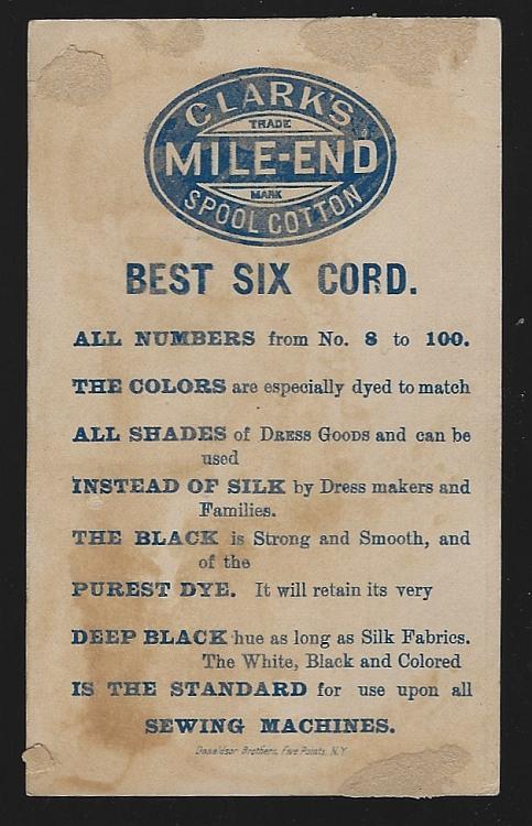Victorian Trade Card for Clark's Mile End Spool Cotton with Boy Pulling a Prank