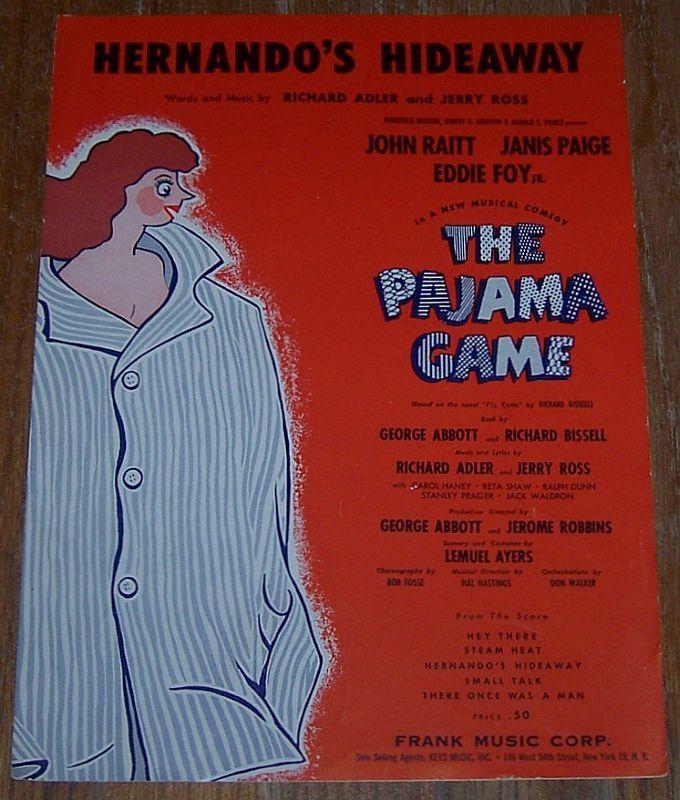 Hernando's Hideaway From The Pajama Game Starring John Raitt 1954 Sheet Music