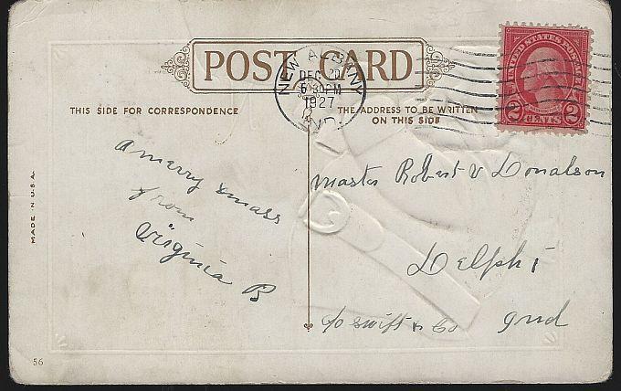 Vintage Christmas Postcard with Santa Claus 1927 Good Old Christmas Time