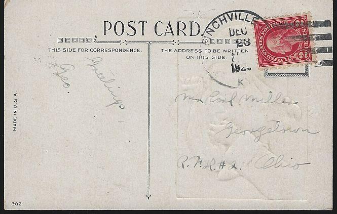 Vintage Merry Christmas Postcard with Santa Claus Talking on Telephone